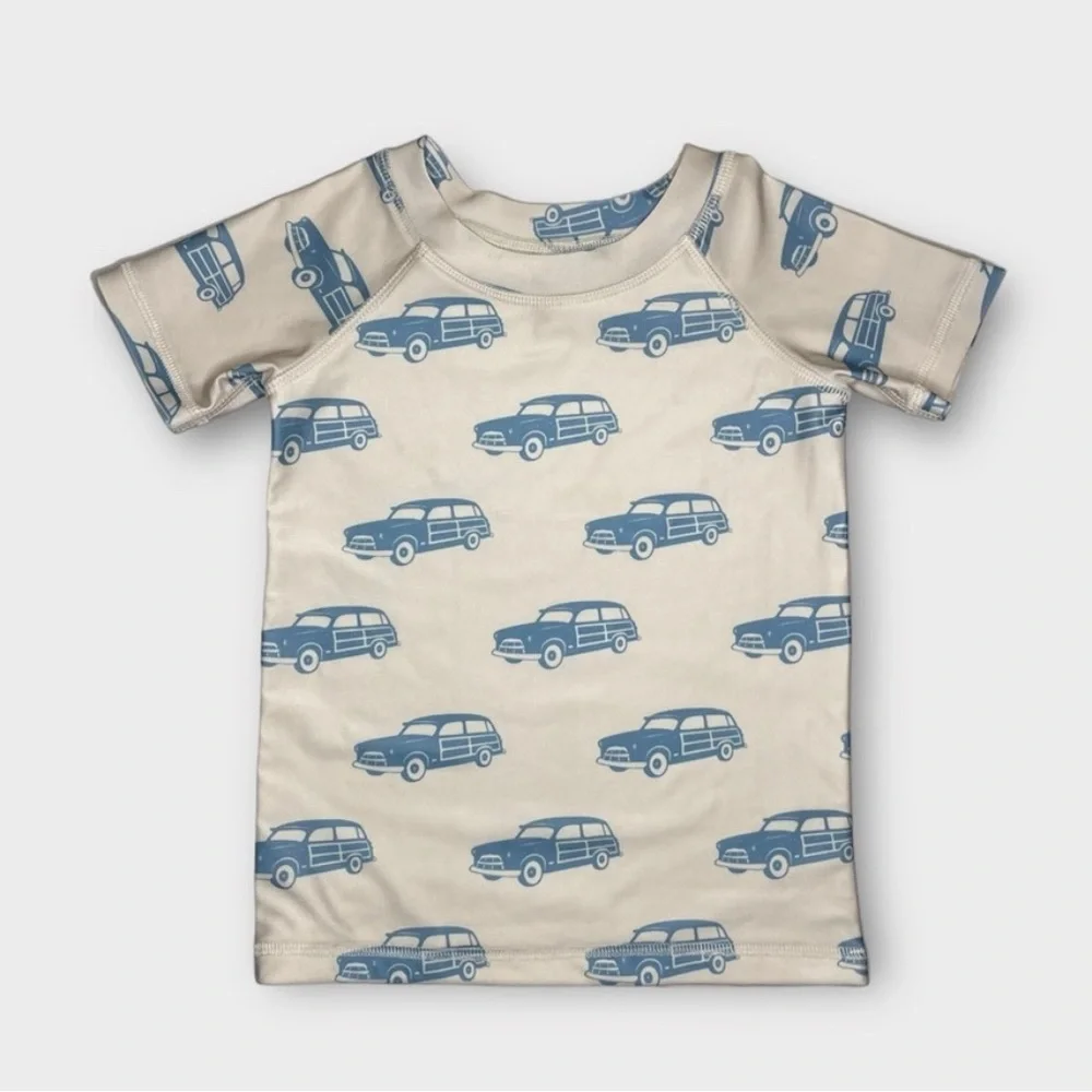 $15 ADD ON Kate Quinn Car Pattern Beige‎ Rash Guard swim swimsuit boys